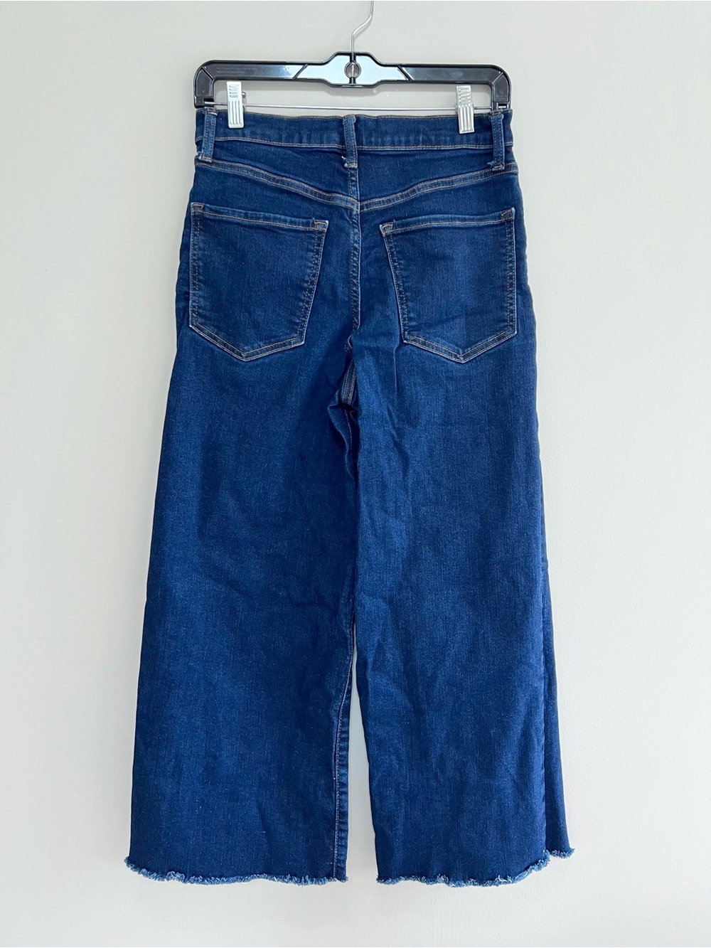 Banana Republic Wide-Leg High-Rise Full Length Raw Hem Stretch Blue Jeans, 27/4 - Picture 4 of 10